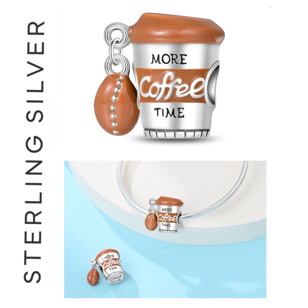 S925 Sterling Silver More Coffee Time Cup Charm